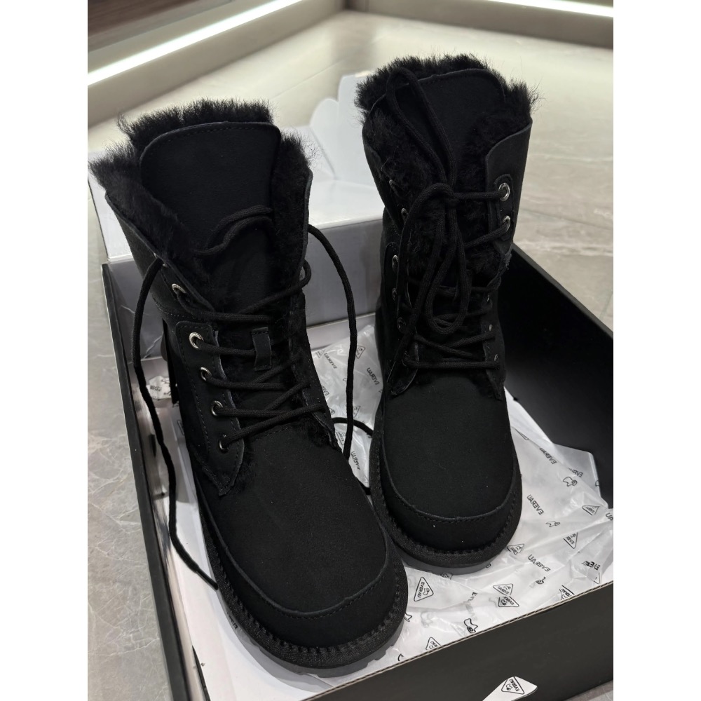 零碼清倉三折 澳洲EVERAU羊皮毛一體雪靴加厚保暖中筒馬丁靴女-細節圖3