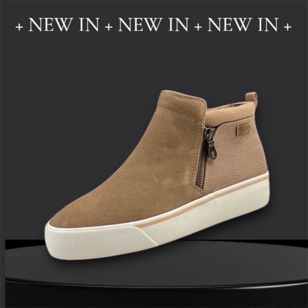 ￼零碼特價 Keds 美國女士牛皮短靴 高筒板鞋 休閒鞋 一腳蹬側拉鍊 大尺碼鞋-細節圖3