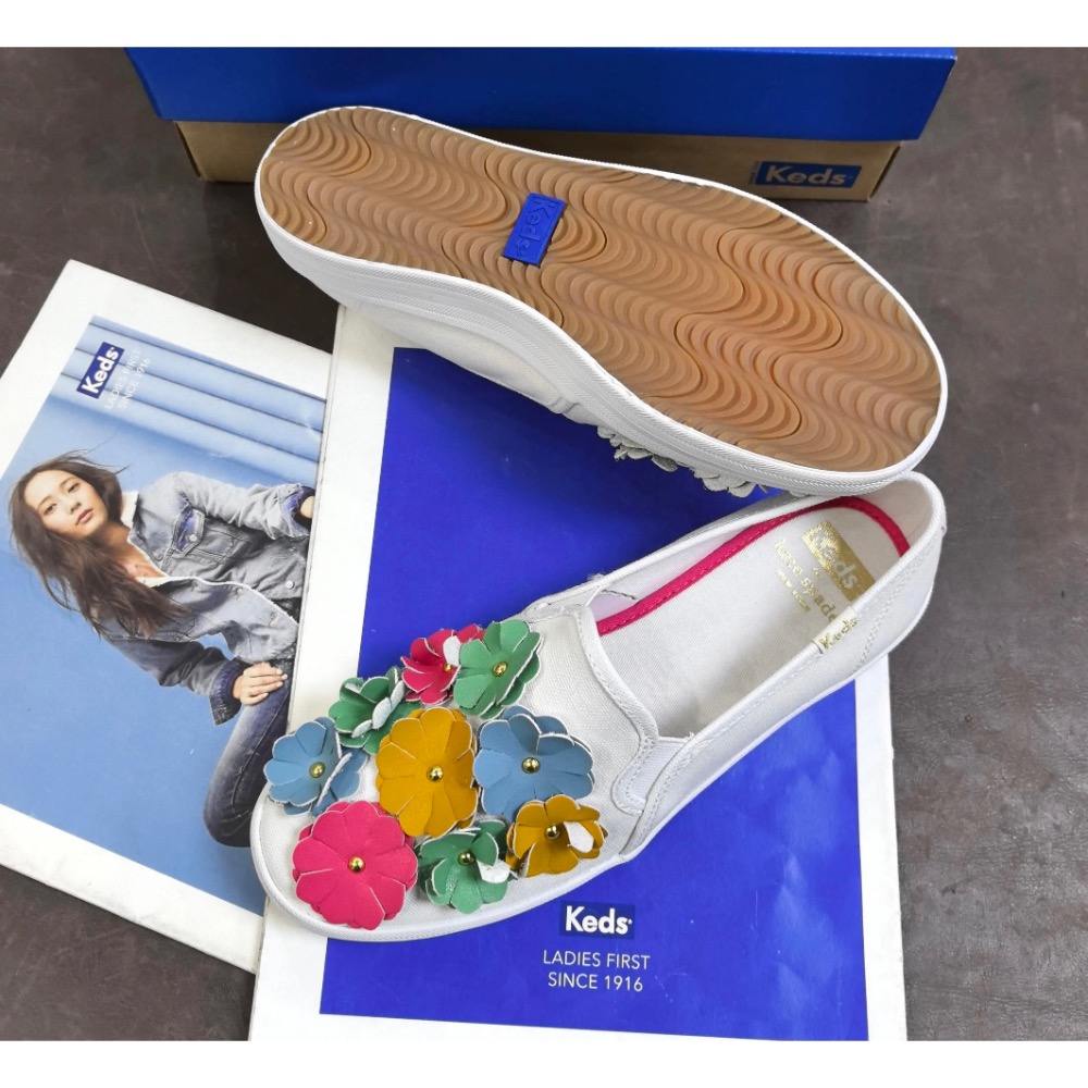 全新品keds品牌庫存折扣 花朵鞋帆布套腳鞋小白鞋運動休閒板鞋-細節圖4