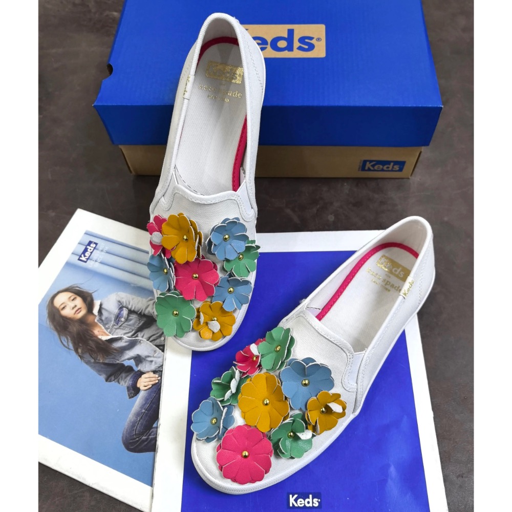 全新品keds品牌庫存折扣 花朵鞋帆布套腳鞋小白鞋運動休閒板鞋-細節圖5