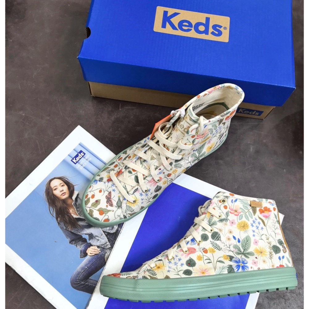 零碼特價潮牌keds厚底花朵高筒靴 休閒百搭靴 靴子 短靴-細節圖6