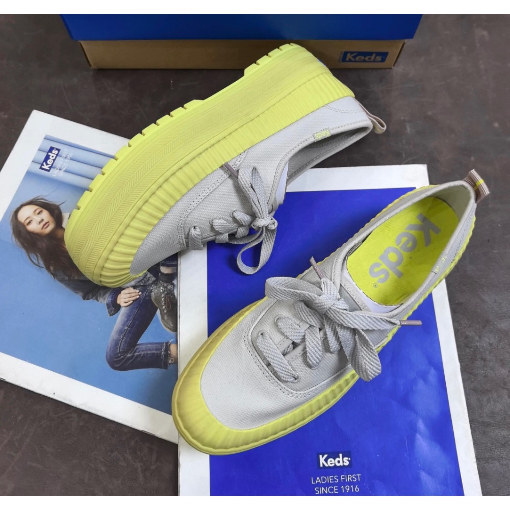 限時優惠 Keds鬆糕底防水休閒鞋小白鞋芭比粉亮色休閒女單鞋-細節圖7