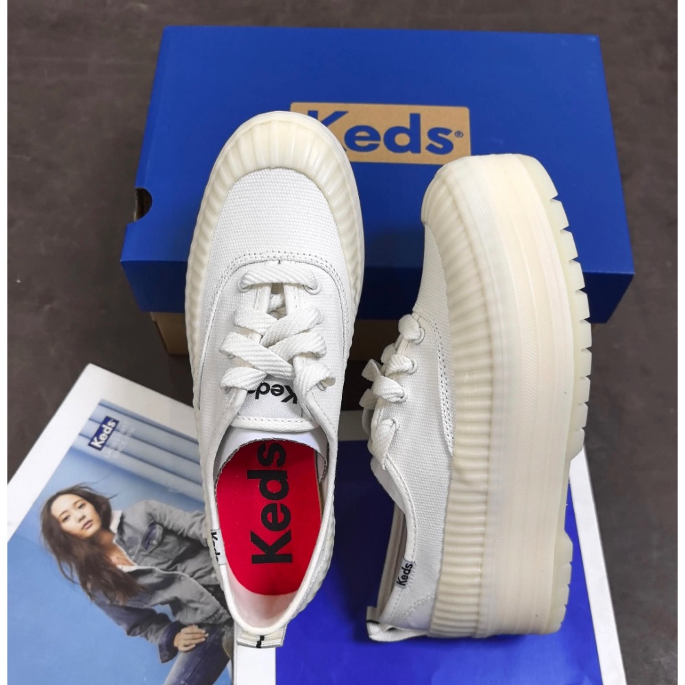 限時優惠 Keds鬆糕底防水休閒鞋小白鞋芭比粉亮色休閒女單鞋-細節圖9