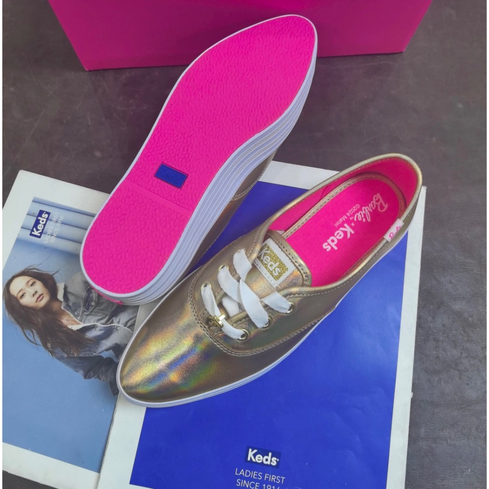限時特價🉐Keds格紋/ 金色皮面厚底 拉長腿型小白鞋 帆布鞋 運動鞋 平底鞋-細節圖8