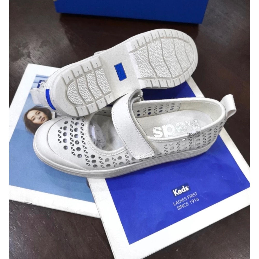新款優惠Keds白色鏤洞洞 瑪莉珍鞋 休閒鞋 帆布鞋 厚底鞋 真皮鞋-細節圖4