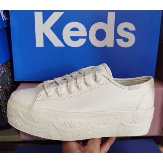 零碼特價keds超厚底雕花帆布鞋 婚鞋 小白鞋新款便鞋淺口女鞋單鞋-細節圖2