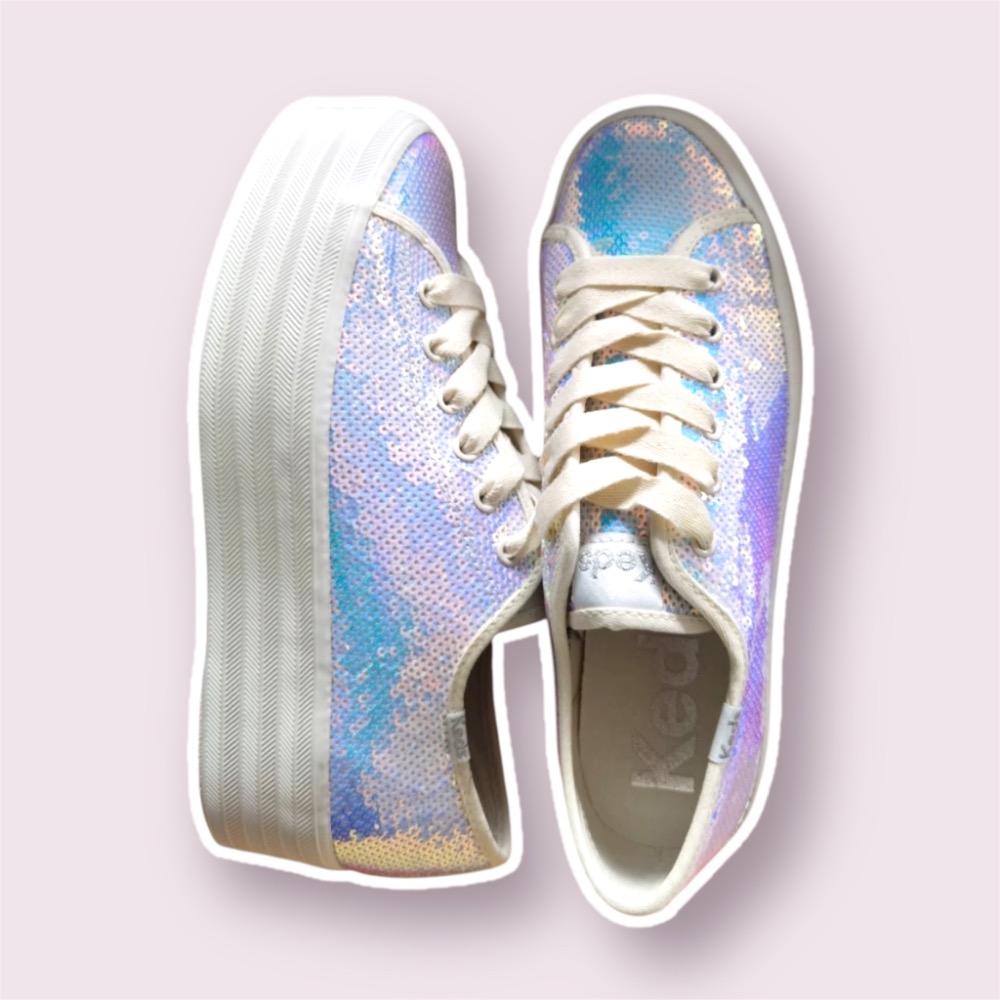 零碼特價🉐️ 美國🇺🇸潮牌Keds亮片人魚尾休閒鞋👟小白鞋 網球鞋-細節圖4