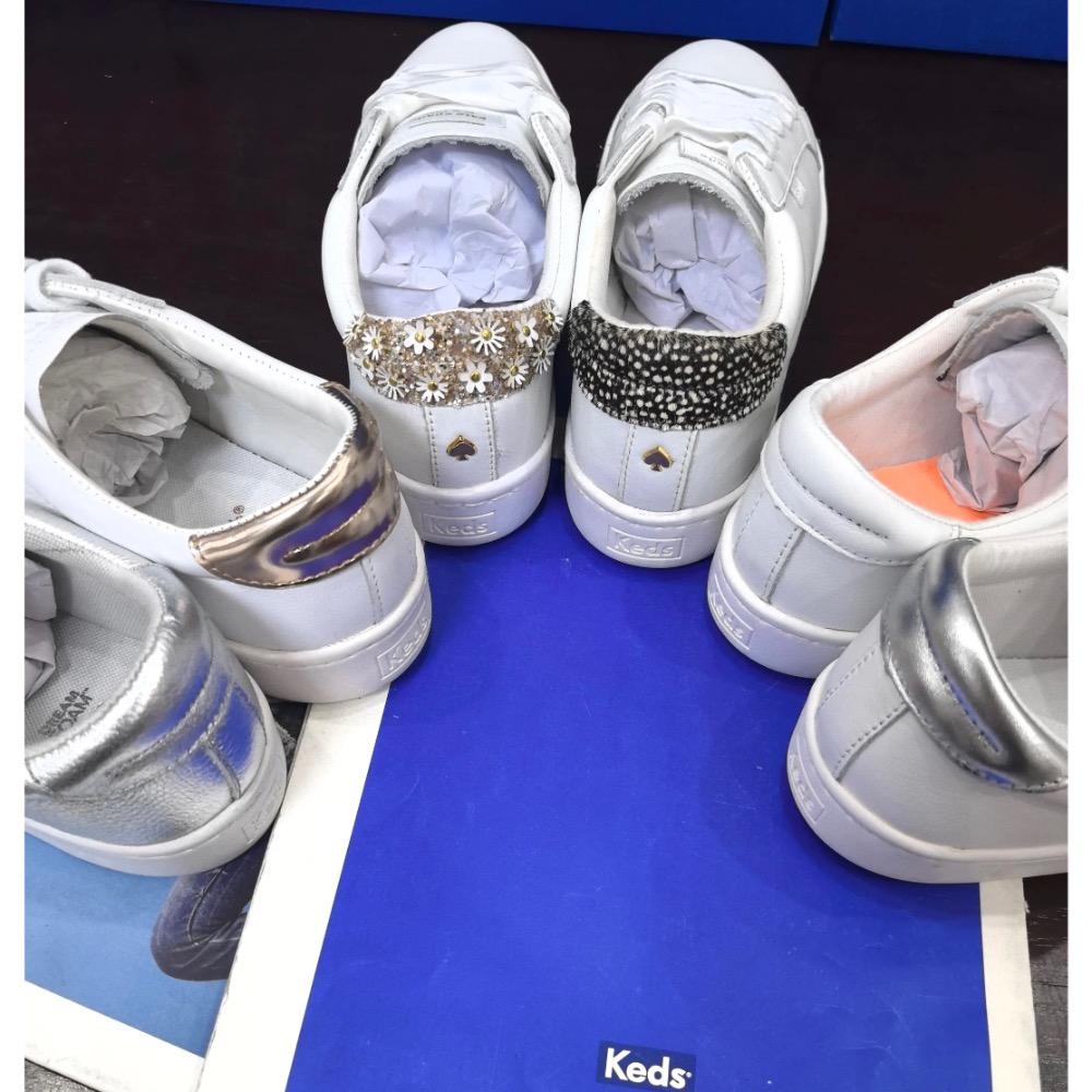 零碼特價Keds 水鑽銀/白色真皮 休閒鞋 厚底鞋運動鞋 小白鞋 婚鞋-細節圖4