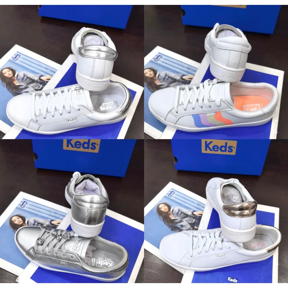 零碼特價Keds 水鑽銀/白色真皮 休閒鞋 厚底鞋運動鞋 小白鞋 婚鞋-細節圖9