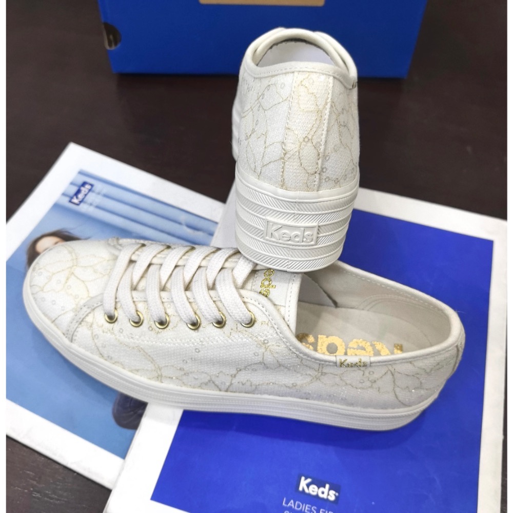 新款特價Keds亮片蕾絲厚底婚鞋小白鞋  增高鞋 修飾比例-細節圖3