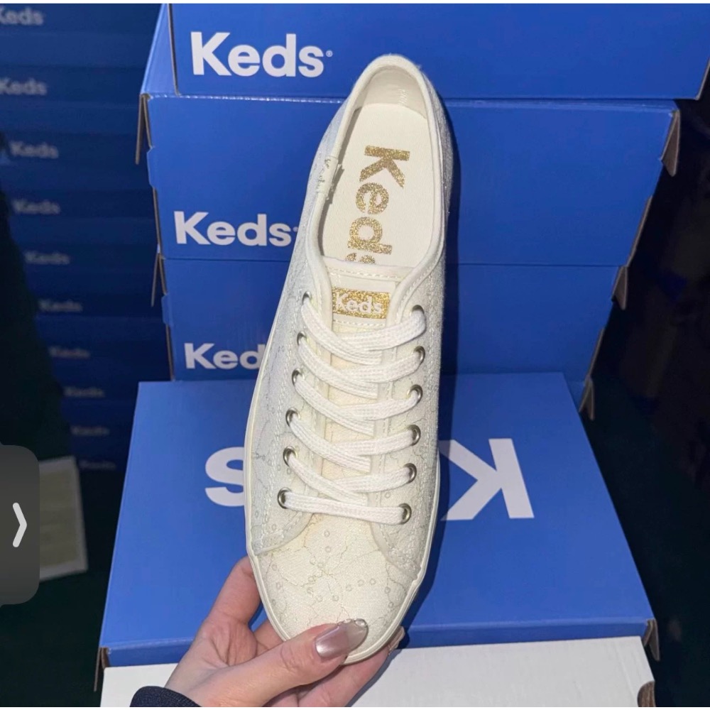 新款特價Keds亮片蕾絲厚底婚鞋小白鞋  增高鞋 修飾比例-細節圖7