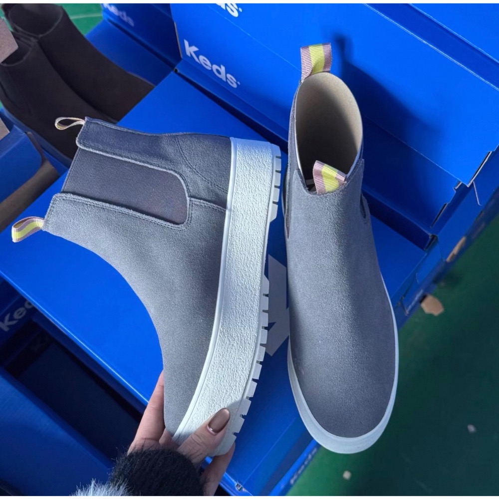 Keds冬季新款高筒麂皮材質女厚底鬆糕休閒鞋百搭學院風-細節圖2