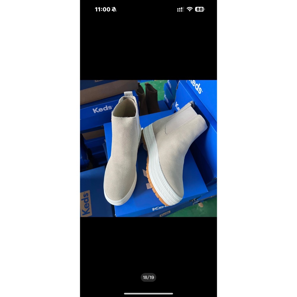 Keds冬季新款高筒麂皮材質女厚底鬆糕休閒鞋百搭學院風-細節圖3