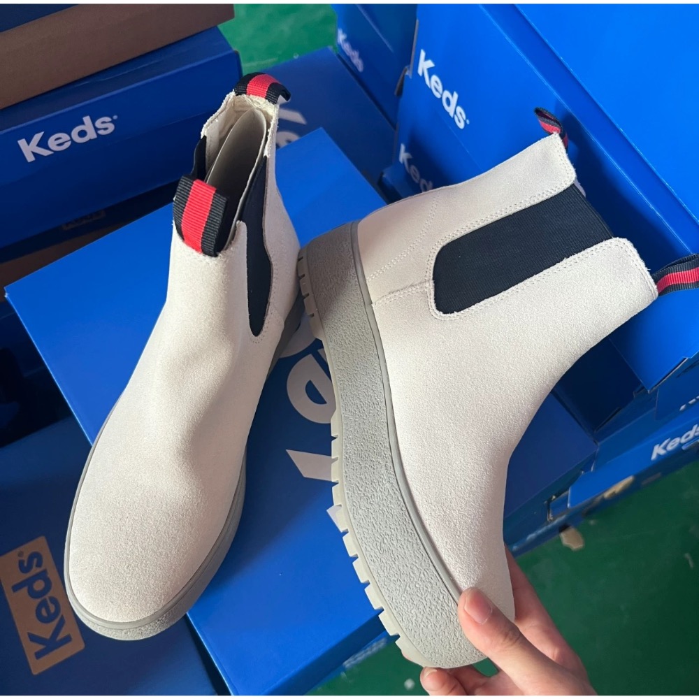 Keds冬季新款高筒麂皮材質女厚底鬆糕休閒鞋百搭學院風-細節圖4