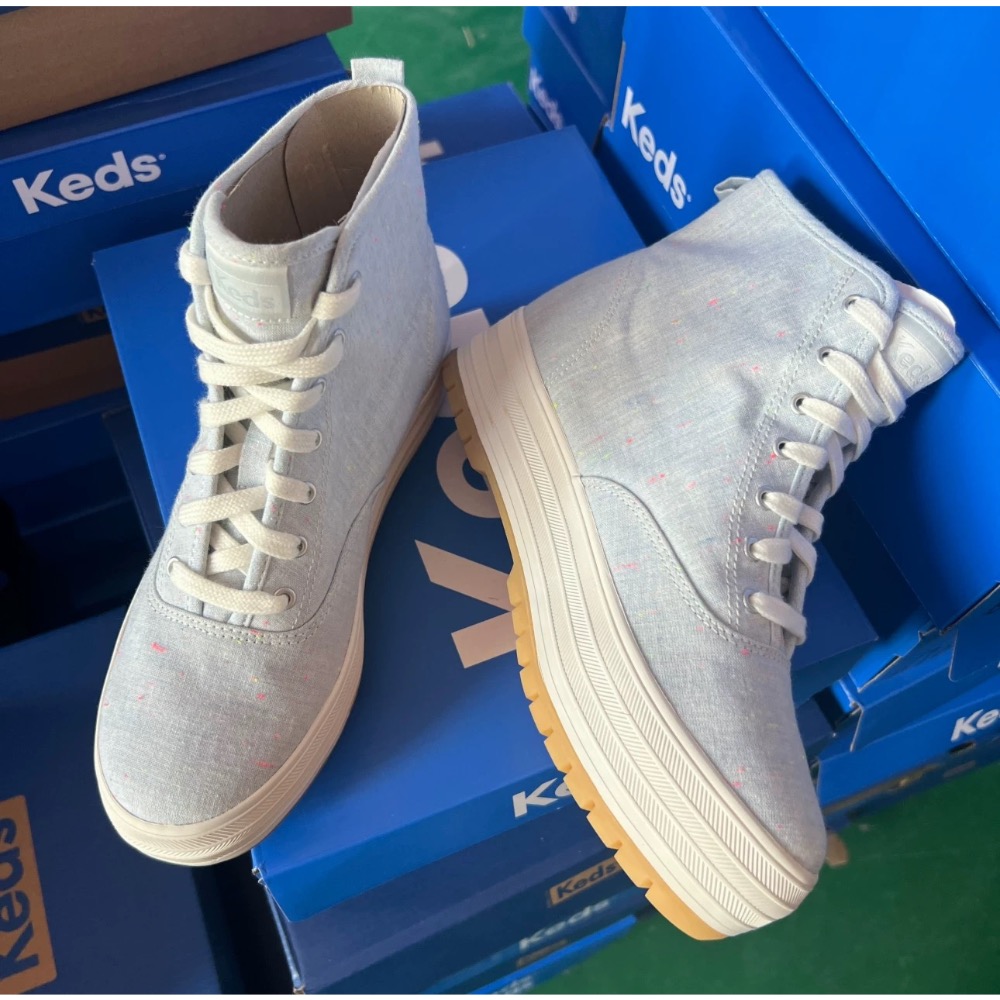 零碼Keds冬季新款高筒材質女厚底鬆糕休閒鞋百搭學院風-細節圖5