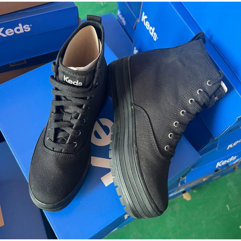零碼Keds冬季新款高筒材質女厚底鬆糕休閒鞋百搭學院風-細節圖6