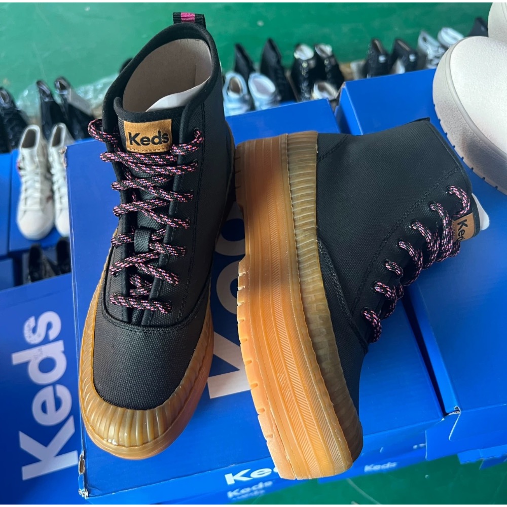 零碼Keds冬季新款高筒材質女厚底鬆糕休閒鞋百搭學院風-細節圖7