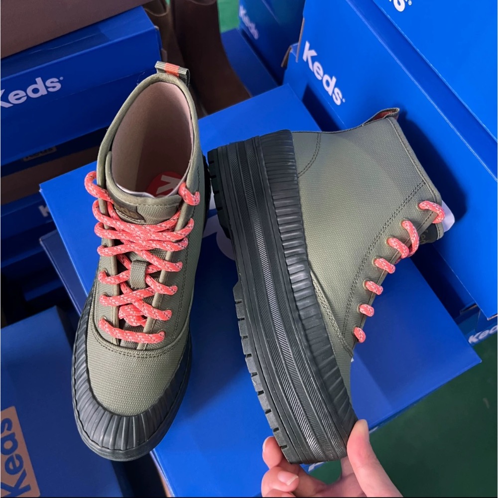 零碼Keds冬季新款高筒材質女厚底鬆糕休閒鞋百搭學院風-細節圖8