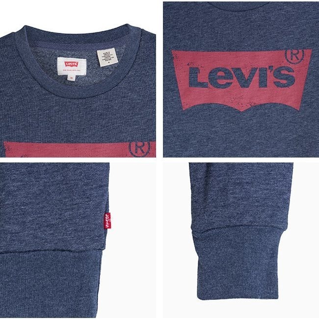 Levis 男款 大學T 經典Logo 斑駁款 藍 19492-0011*🔥-細節圖2