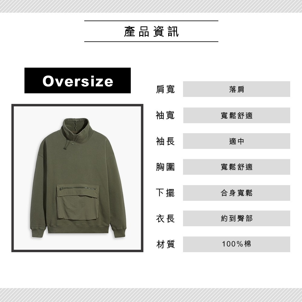 Levis 男款 大學T 機能系工裝 大口袋收納 橄欖綠 A0752-0000🔥-細節圖2