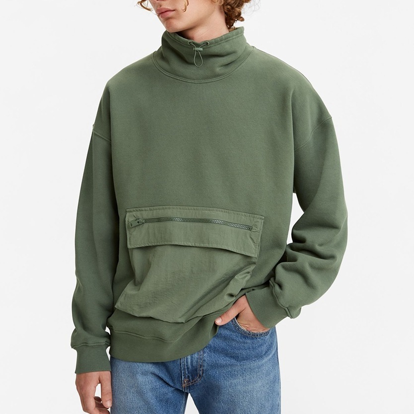 Levis 男款 大學T 機能系工裝 大口袋收納 橄欖綠 A0752-0000🔥-細節圖5