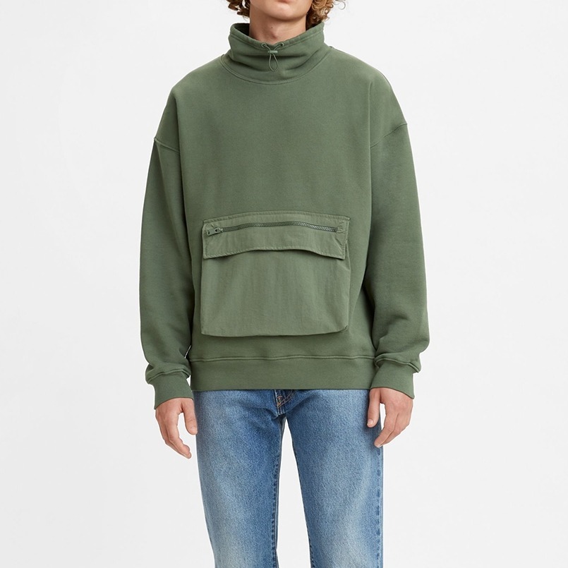 Levis 男款 大學T 機能系工裝 大口袋收納 橄欖綠 A0752-0000🔥-細節圖7