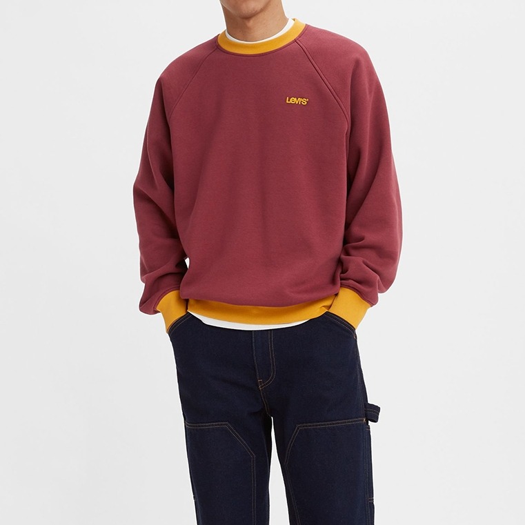 Levis 男款 大學T 學院風紅黃配色 精工刺繡Logo A3314-0000🔥-細節圖6