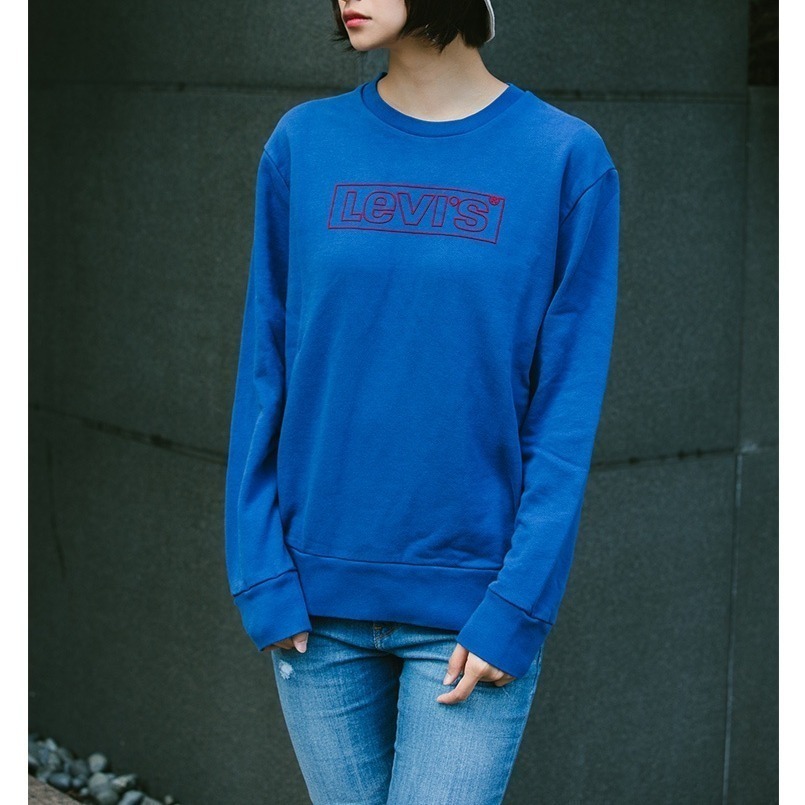 Levis 男款 大學T 繡線Logo 寶藍 19492-0071*🔥-細節圖7