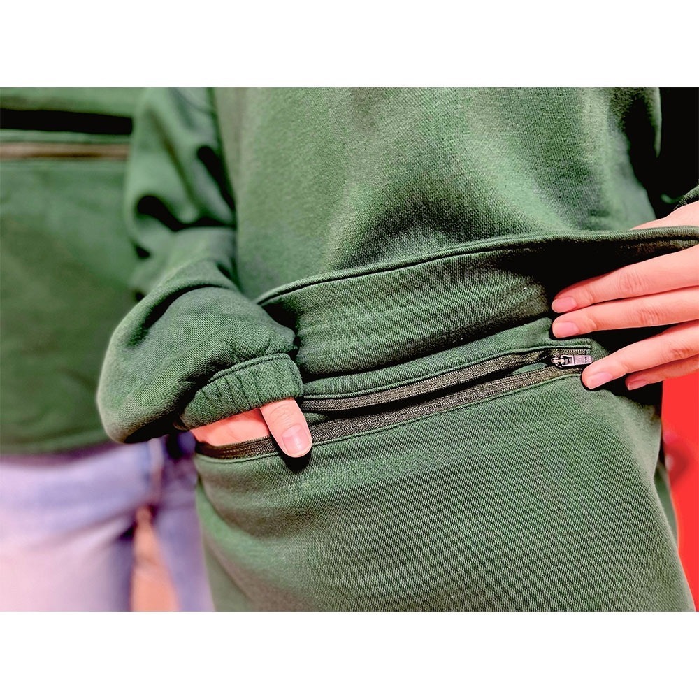 Levis 男款 大學T 機能系半開襟 精工Logo刺繡 森林綠 A0751-0001*🔥-細節圖2