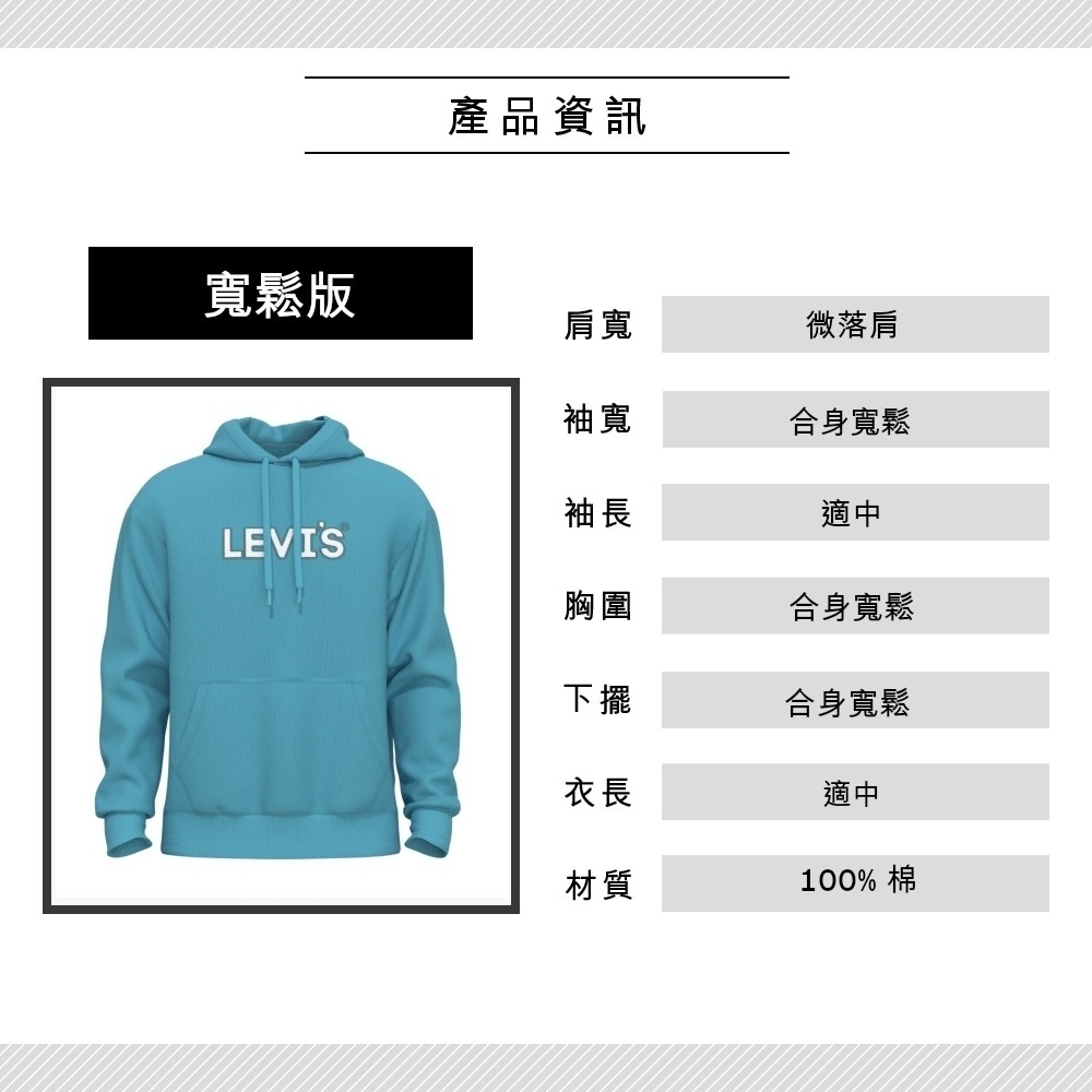 Levis 男款 口袋帽T 精工刺繡徽章海報體Logo 海洋藍 38479-0249🔥-細節圖4