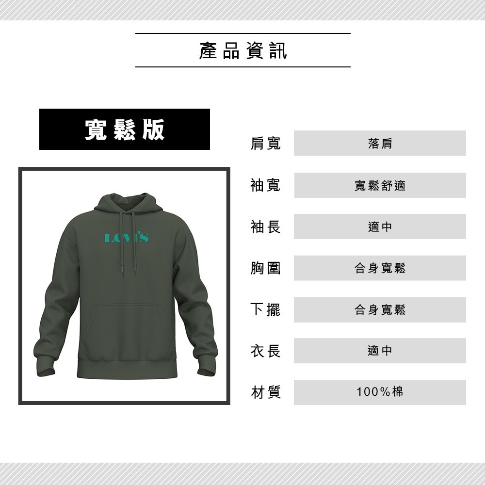 Levis 男款 口袋帽T 復古摩登Logo 軍綠 38479-0065*🔥-細節圖2