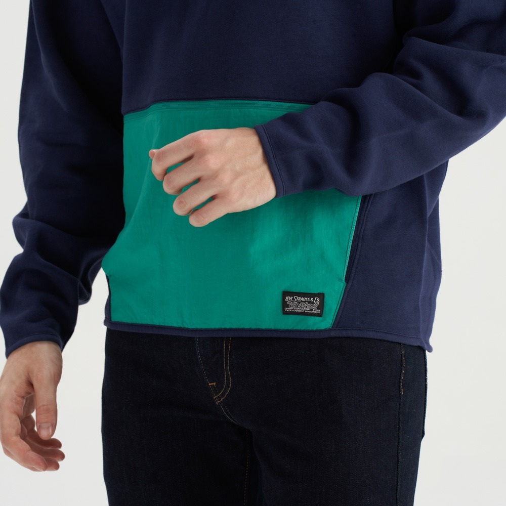 Levis 男款 口袋帽T 工裝大口袋收納設計 海軍藍 A0756-0001*🔥-細節圖2