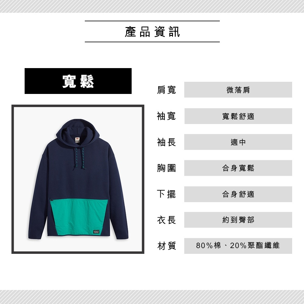 Levis 男款 口袋帽T 工裝大口袋收納設計 海軍藍 A0756-0001*🔥-細節圖3