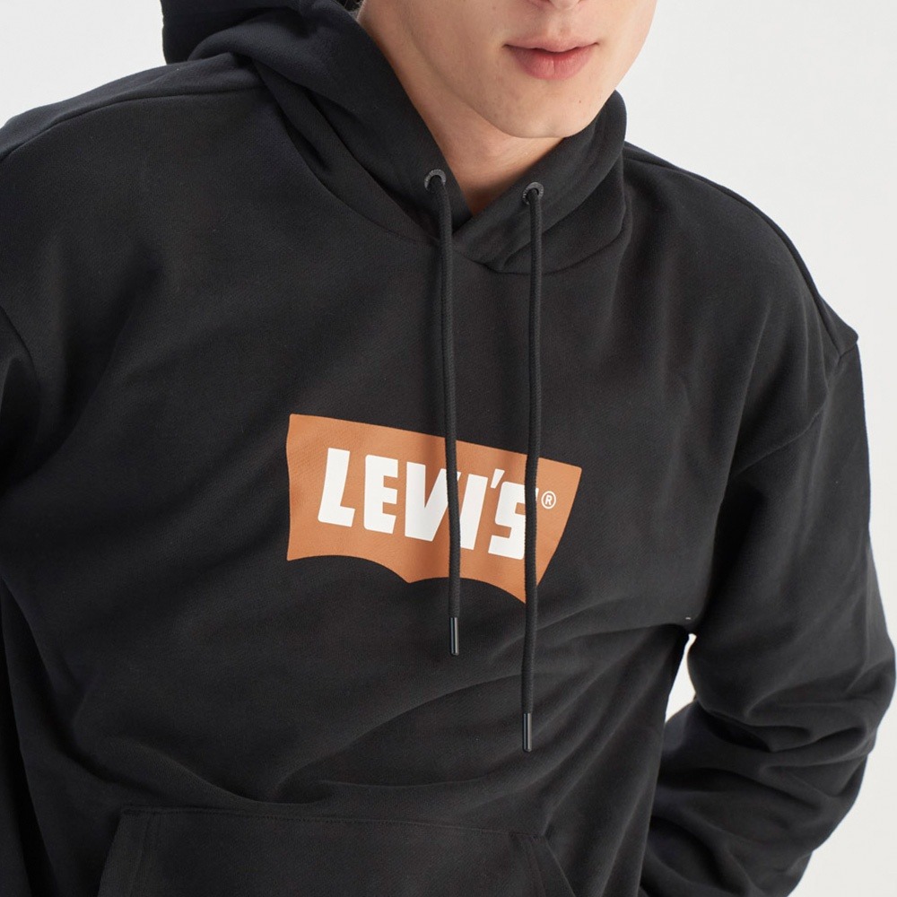 Levis 男款 口袋帽T 經典Logo 黑 0018O-0002-細節圖2