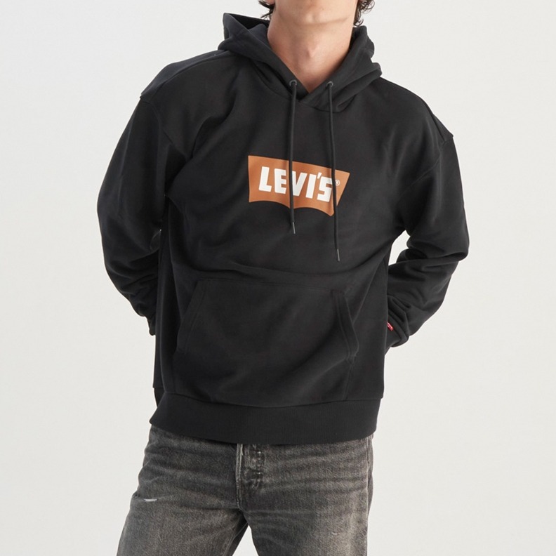 Levis 男款 口袋帽T 經典Logo 黑 0018O-0002-細節圖6