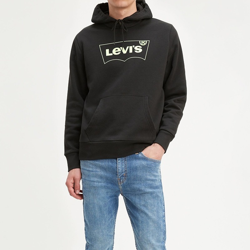 Levis 男款 口袋帽T 夜光Logo 黑 19622-0046*🔥-細節圖5