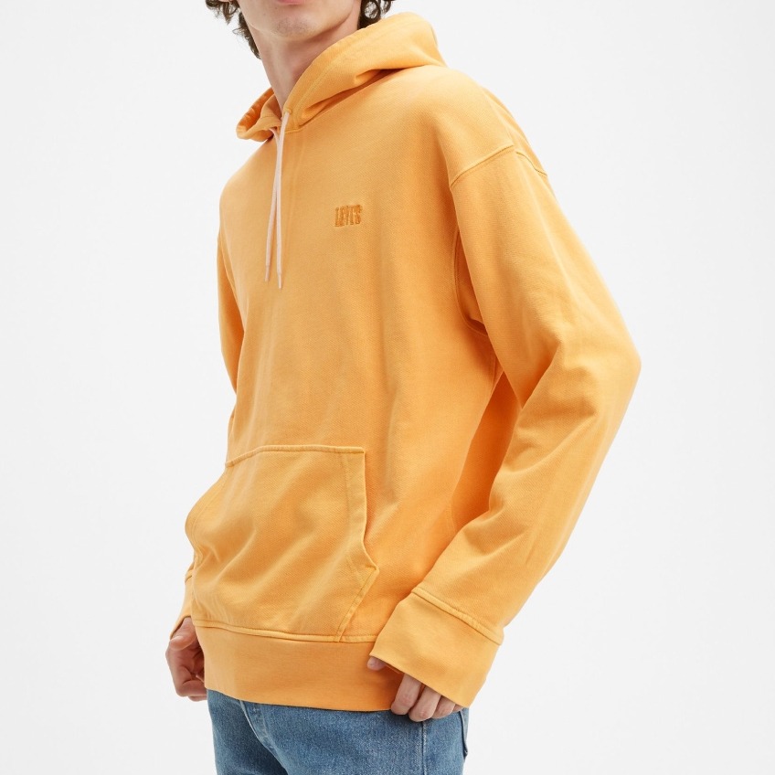 Levis 男款 口袋帽T 全一色刺繡Serif Logo 洗舊芥末黃 85534-0002🔥-細節圖7