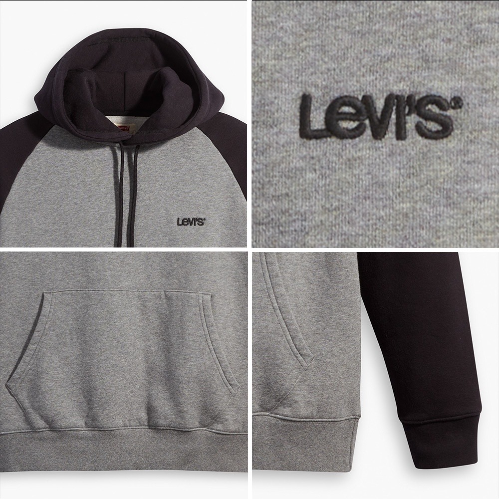 Levis 男款 口袋帽T 精工刺繡Logo 麻花灰 A3650-0000*🔥-細節圖2