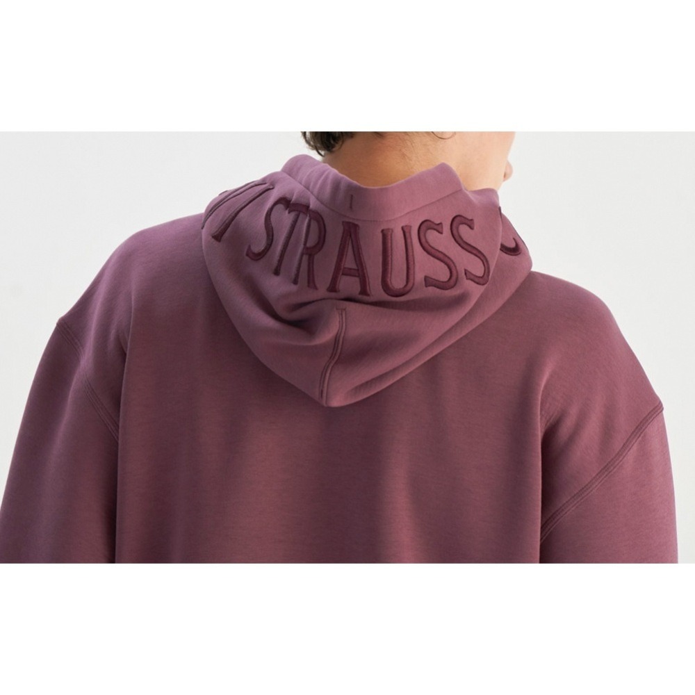 Levis 男款 口袋帽T 經典帽沿刺繡 酒紅 0019F-0001-細節圖2