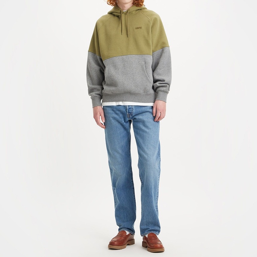 Levis 男款 口袋帽T 簡約灰綠色塊拼接 精工刺繡Logo A3307-0001🔥-細節圖6