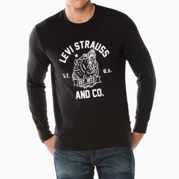 Levis 男款 大學T 美式風格熊印花 黑 19492-0024🔥-細節圖8