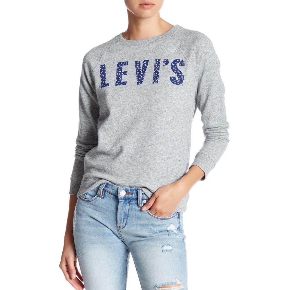 Levis 女款 大學T 復古Logo 麻灰 17387-0034*🔥-細節圖8