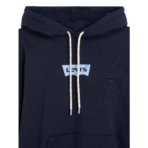 Levis 女款 口袋帽T 高密度膠印Logo 黑藍 A3397-0009🔥-細節圖2