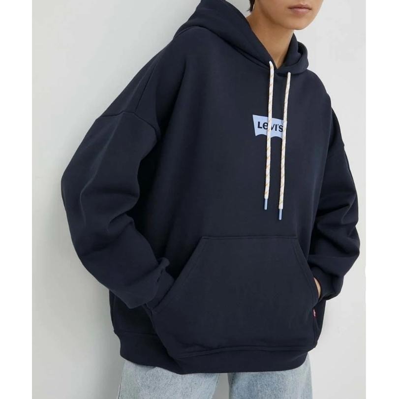 Levis 女款 口袋帽T 高密度膠印Logo 黑藍 A3397-0009🔥-細節圖7