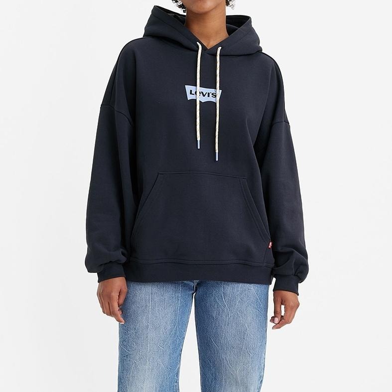 Levis 女款 口袋帽T 高密度膠印Logo 黑藍 A3397-0009🔥-細節圖8