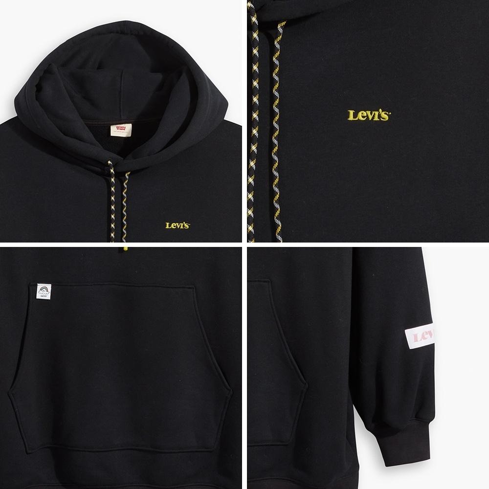 Levis 女款 長版口袋帽T 精工Logo刺繡 魚子黑 A0781-0000🔥-細節圖3