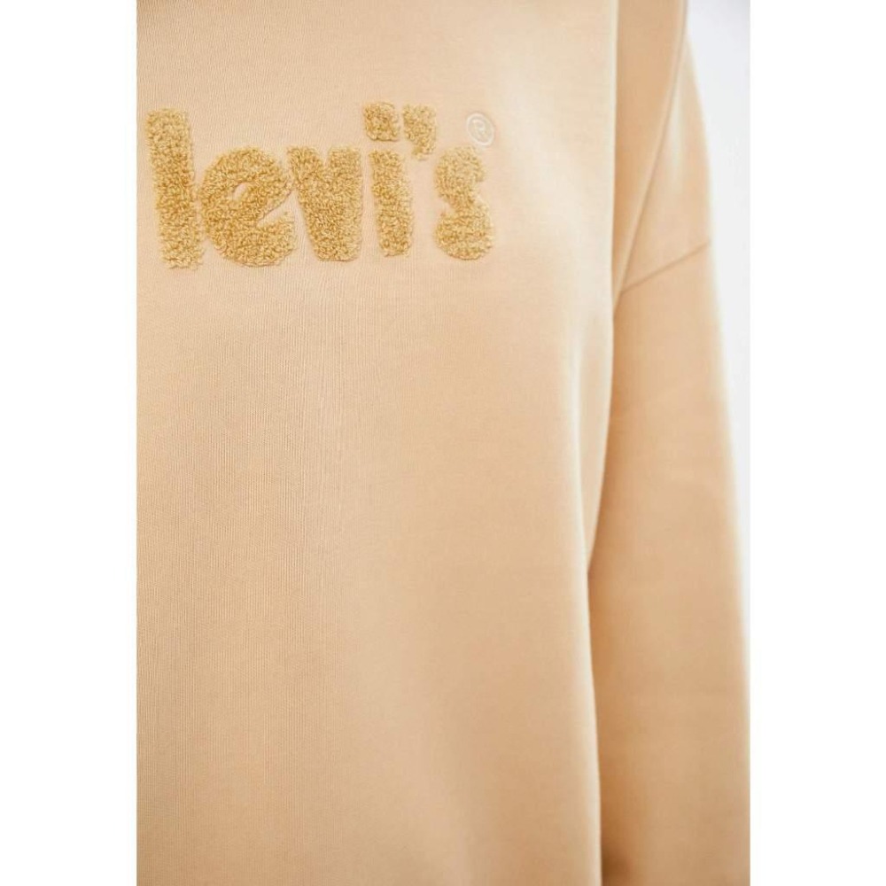 Levis 女款 大學T 迷你復古海報體Logo 小麥色 A0888-0025🔥-細節圖2