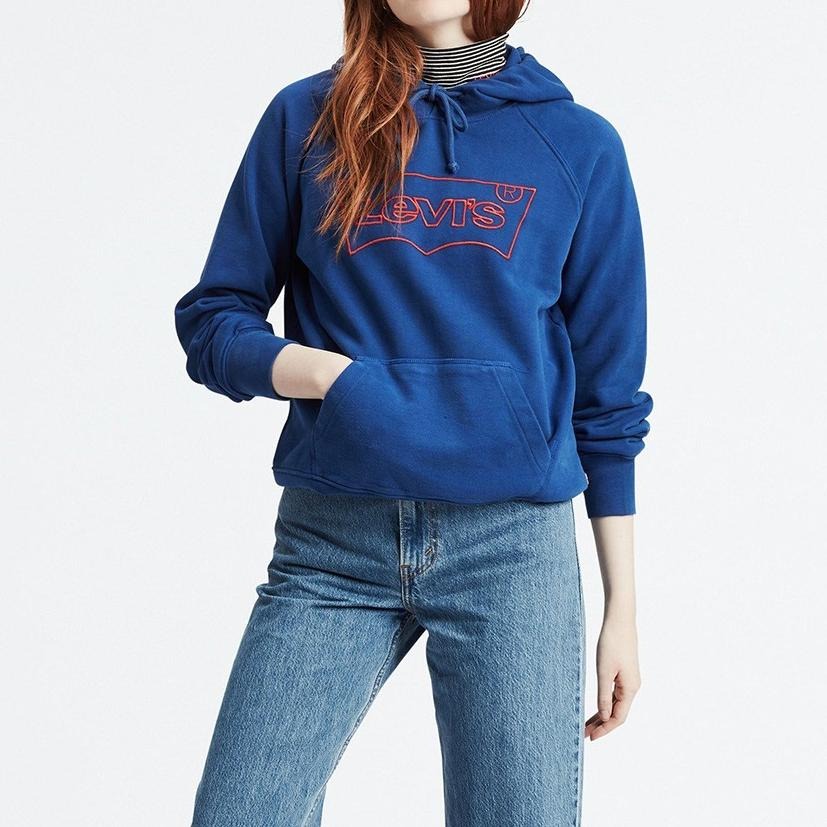 Levis 女款 口袋帽T 刺繡Logo 藍 35946-0068*🔥-細節圖5