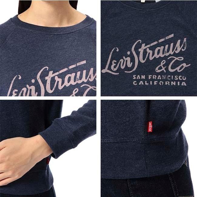Levis 女款 大學T 草寫Logo 深藍 17387-0016*🔥-細節圖5
