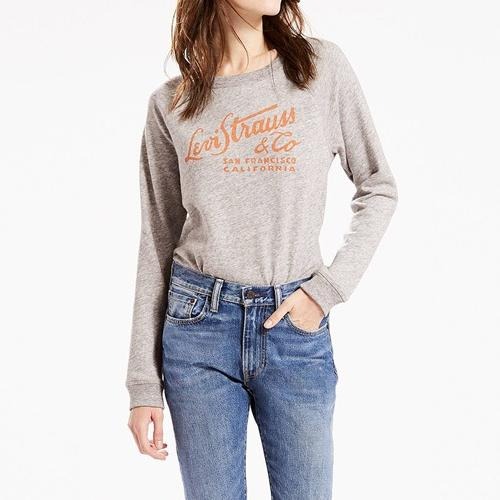 Levis 女款 大學T 草寫Logo印花 麻灰 29765-0002🔥-細節圖8